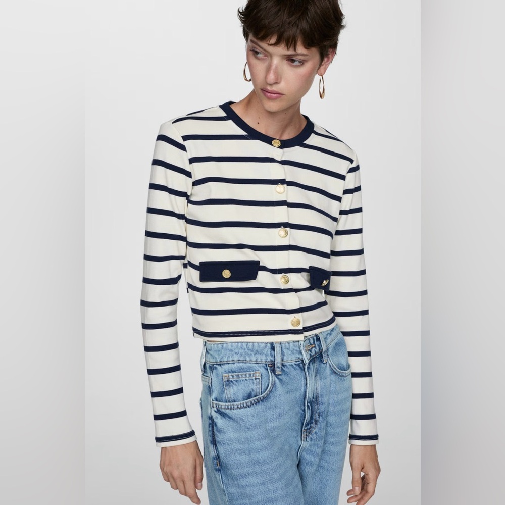 Mango STRIPED CARDIGAN WITH BUTTONS